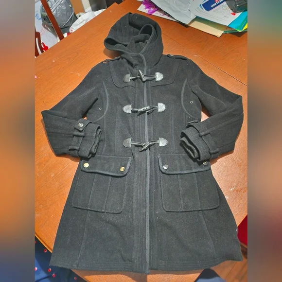 Donny Brook Elegant Black Toggle Trench Coat - Picture 13 of 14